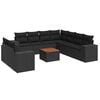 vidaXL Set Divani da Giardino 10pz con Cuscini in Polyrattan Nero