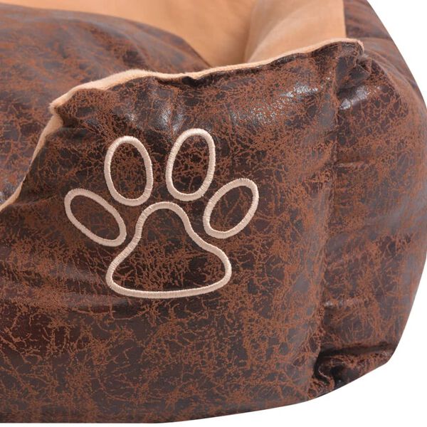 vidaXL Cuccia Cani Cuscino Imbottito Similpelle PU Taglia XL Marrone