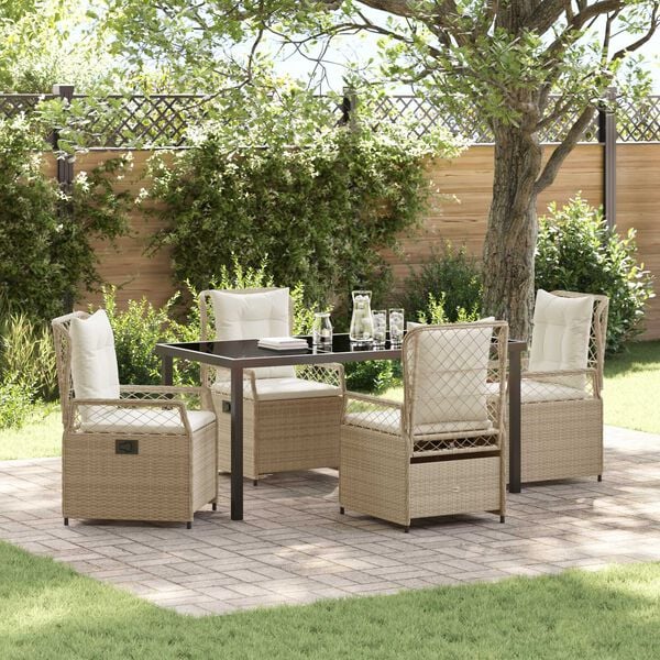 vidaXL Set da Pranzo per Giardino 5 pcs Beige e Bianco Crema