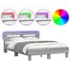 vidaXL Giroletto con Testiera e LED Grigio Sonoma 135x190 cm