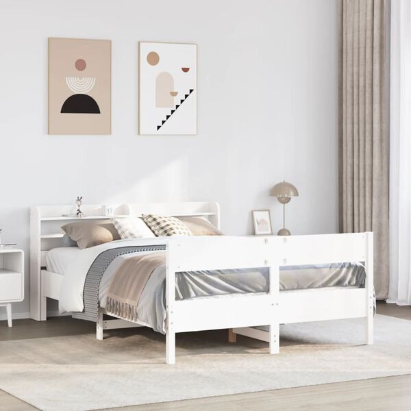 vidaXL Letto senza Materasso Bianco 160x200 cm Legno Massello di Pino