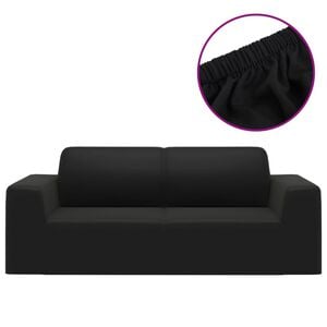 vidaXL Fodera Elasticizzata per Divano 2 Posti Jersey Poliestere Nero