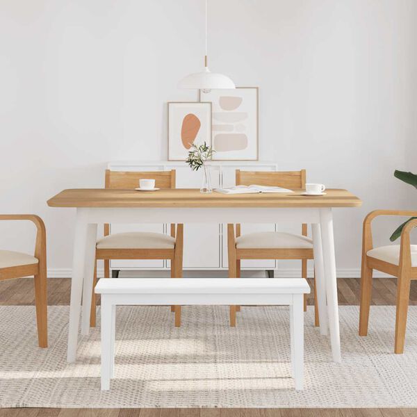 vidaXL Panca 90 cm Bianco in Legno Massello di Hevea