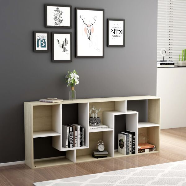 vidaXL Libreria Bianca e Rovere Sonoma 67x24x161 cm Legno Multistrato