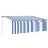 vidaXL Tenda Automatica Parasole Sensore Vento LED 4x3m Blu Bianca