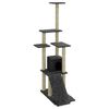 vidaXL Albero per Gatti con Tiragraffi in Sisal Grigio Scuro 155 cm