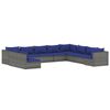 vidaXL Set Divani da Giardino 10 pz con Cuscini in Polyrattan Grigio