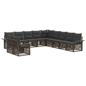 vidaXL Set Divano da Giardino 11 pz Grigio polyrattan