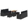vidaXL Set Divano da Giardino 9 pz Nero polyrattan