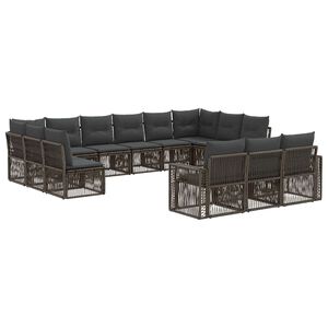 vidaXL Set Divano da Giardino 13 pcs Grigio e Grigio Scuro polyrattan