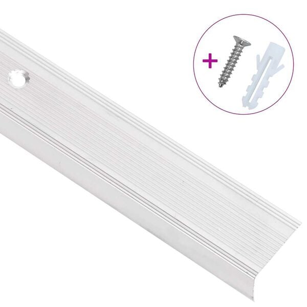 vidaXL Profili a L per Gradini 15 pz in Alluminio 90 cm Argento