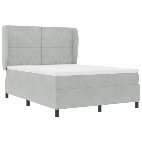 vidaXL Letto a molle con materasso Grigio chiaro 190 x 140 cm Velluto
