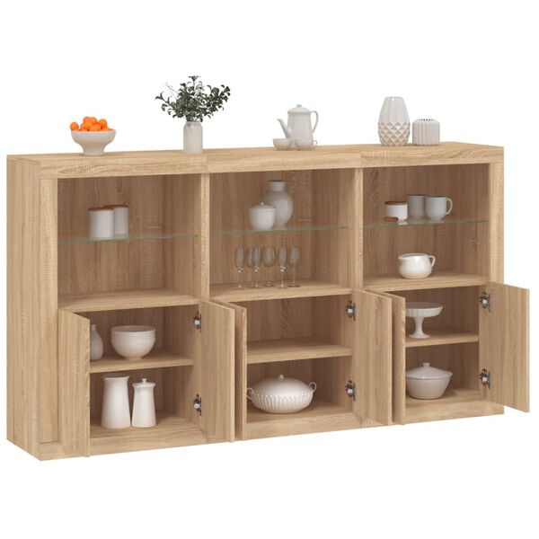 vidaXL Credenza con Luci LED Rovere Sonoma 181,5x37x100 cm