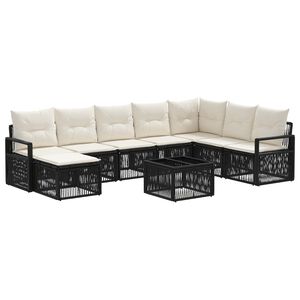 vidaXL Set Divano da Giardino 9 pcs Nero polyrattan