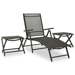 vidaXL Set Divani da Giardino 3 pz in Textilene e Alluminio Nero