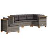 vidaXL Set Divano da Giardino 5 pz con Cuscini Grigio in Polyrattan