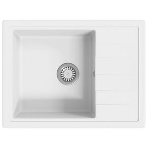 vidaXL Lavello da Cucina con Foro Troppopieno Ovale Bianco in Granito