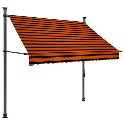 vidaXL Tenda da Sole Retrattile Manuale LED 200 cm Arancione e Marrone