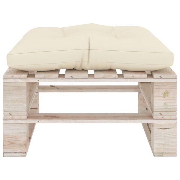 vidaXL Pouf da Giardino su Pallet con Cuscino Crema in Legno di Pino