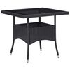 vidaXL Tavolo da Pranzo per Giardino in Polyrattan Nero e Vetro