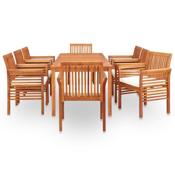 vidaXL Set da Pranzo da Giardino 9 pz con Cuscini Massello di Acacia
