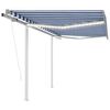 vidaXL Tenda Automatica con Sensore Vento e LED 3x2,5 m Blu Bianca