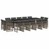 vidaXL Set da Pranzo da Giardino 15 pz con Cuscini Grigio Polyrattan