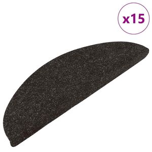 vidaXL Tappeti Adesivi per Scale 15 pz 56x17x3 cm Nero