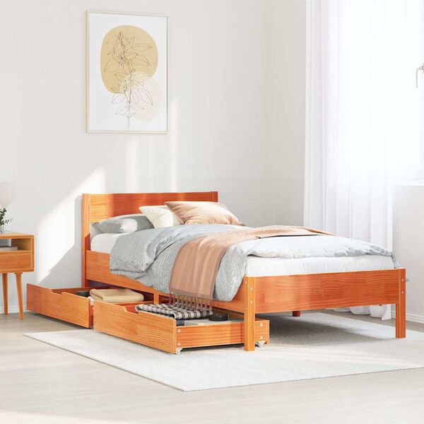 vidaXL Letto senza Materasso Marrone Cera 90x200 cm Legno di Pino