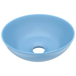 vidaXL Lavandino da Bagno in Ceramica Azzurro Rotondo
