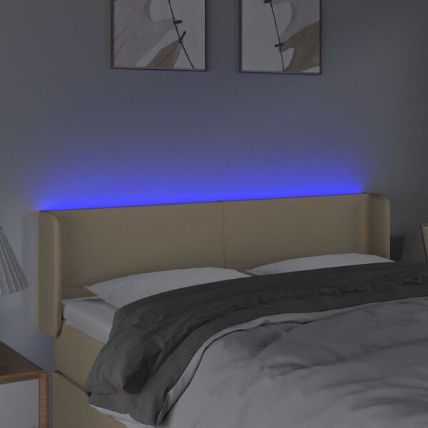 vidaXL Testiera a LED Crema 147x16x78/88 cm in Tessuto