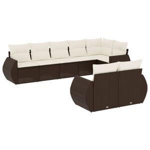 vidaXL Set Divani da Giardino 8 pz con Cuscini Marrone in Polyrattan
