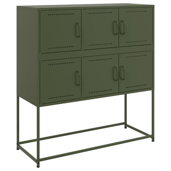 vidaXL Credenza Verde Oliva 100,5x39x79 cm in Acciaio