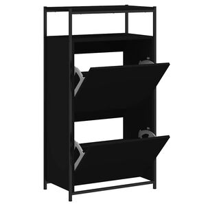 vidaXL Scarpiera Nera 60x34x112 cm in Legno Multistrato