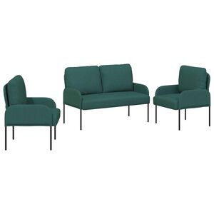 vidaXL Set divani 3 pcs Verde Scuro 115 x 56 x 80 cm Legno compensato