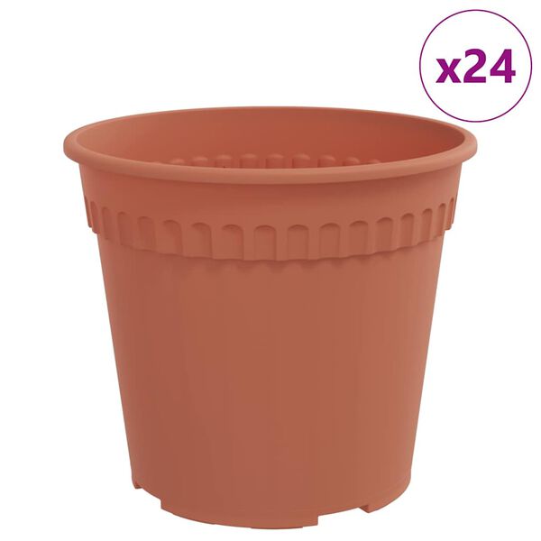 vidaXL Vaso Rotondo per Fiori 24 pcs Rosso Mattone &Oslash; 19 x 16 cm