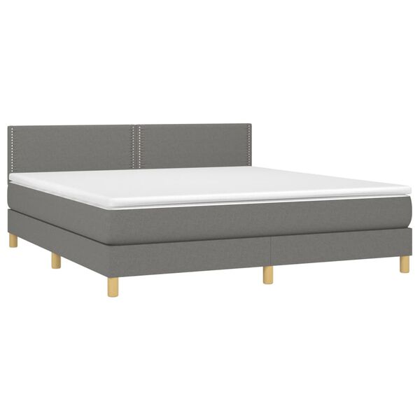 vidaXL Letto a Molle Materasso e LED Grigio Scuro 180x200cm in Tessuto