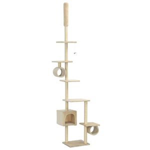 vidaXL Albero per Gatti con Pali Tiragraffi in Sisal 260 cm Beige