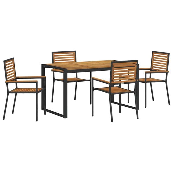 vidaXL Set da Pranzo per Giardino 5 pcs Nero e Marrone polyrattan