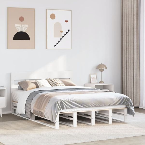 vidaXL Letto senza Materasso Bianco 135x190 cm Legno Massello di Pino