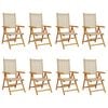 vidaXL Sedie Reclinabili Pieghevoli 8pz Beige Polyrattan