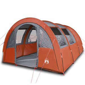 vidaXL Tenda da Campeggio a Tunnel per 4 Persone Grigio e Arancione