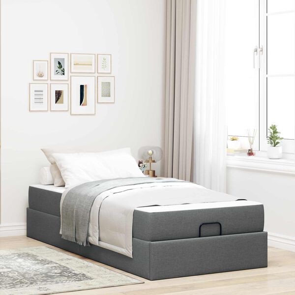 vidaXL Struttura letto con materasso 2 pcs Grigio Sfumato Tessuto