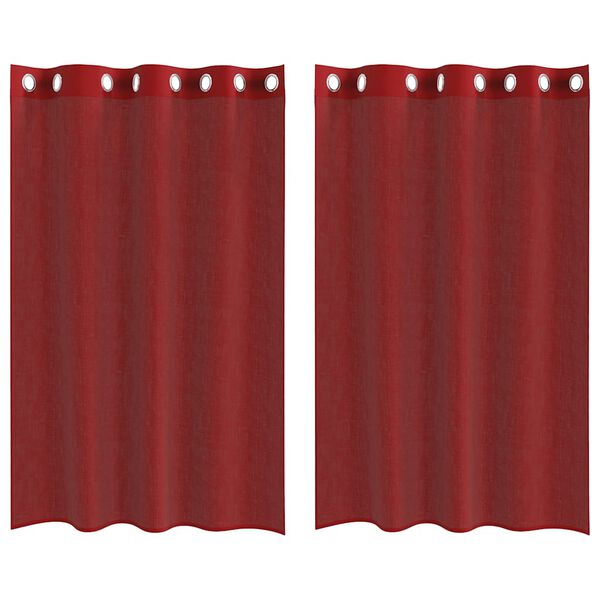 vidaXL Tende in Voile con Occhielli 2 pz Rosso Vino