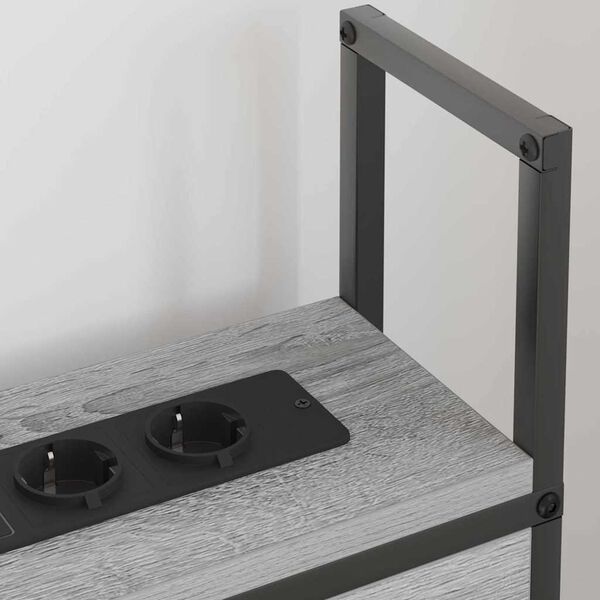 vidaXL Testiera con Stazione di Carica e Storage Grigio sonoma