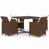 vidaXL Set da Pranzo da Giardino 5pz con Cuscini in Polyrattan Marrone