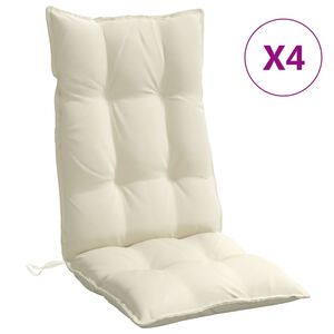 vidaXL Cuscini per Sedia con Schienale Alto 4 pz Crema Tessuto Oxford
