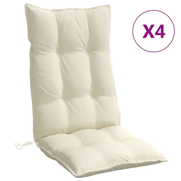 vidaXL Cuscini per Sedia con Schienale Alto 4 pz Crema Tessuto Oxford