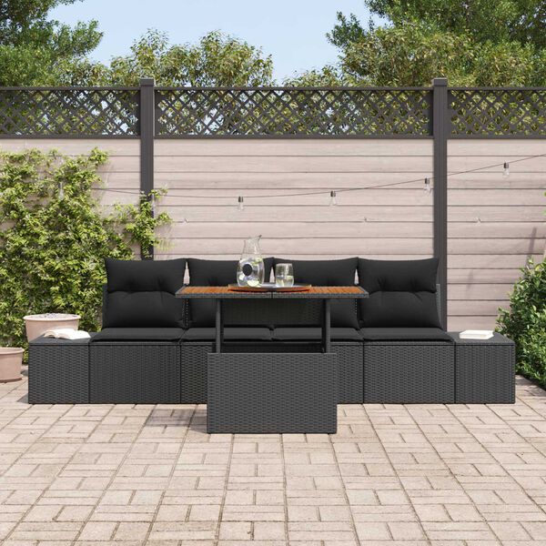 vidaXL Set Divano da Giardino con archiviazione 5 pcs Nero Poly Rattan