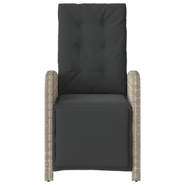 vidaXL Sedia Reclinabile Giardino Poggiapiedi Grigio Chiaro Polyrattan